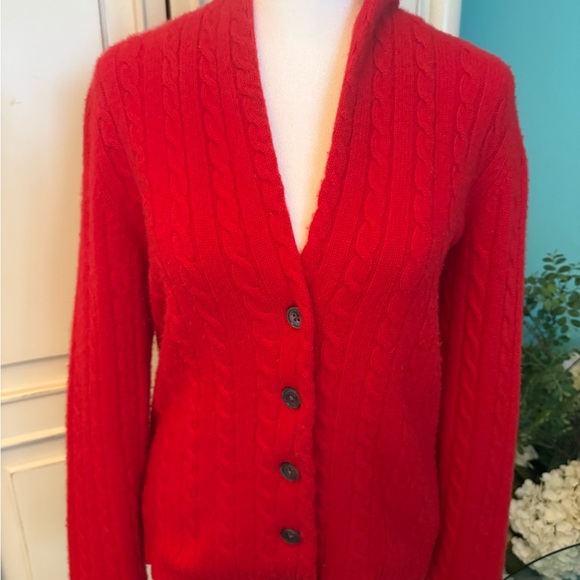 Red Lauren Ralph Lauren Cashmere Cable Knit Sweater Sz S - Picture 2 of 13